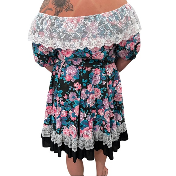 VTG 80’s/90’s Pitchfork Brand Square Dancing Floral lace Top (S) & Skirt (M) set - Picture 12 of 13